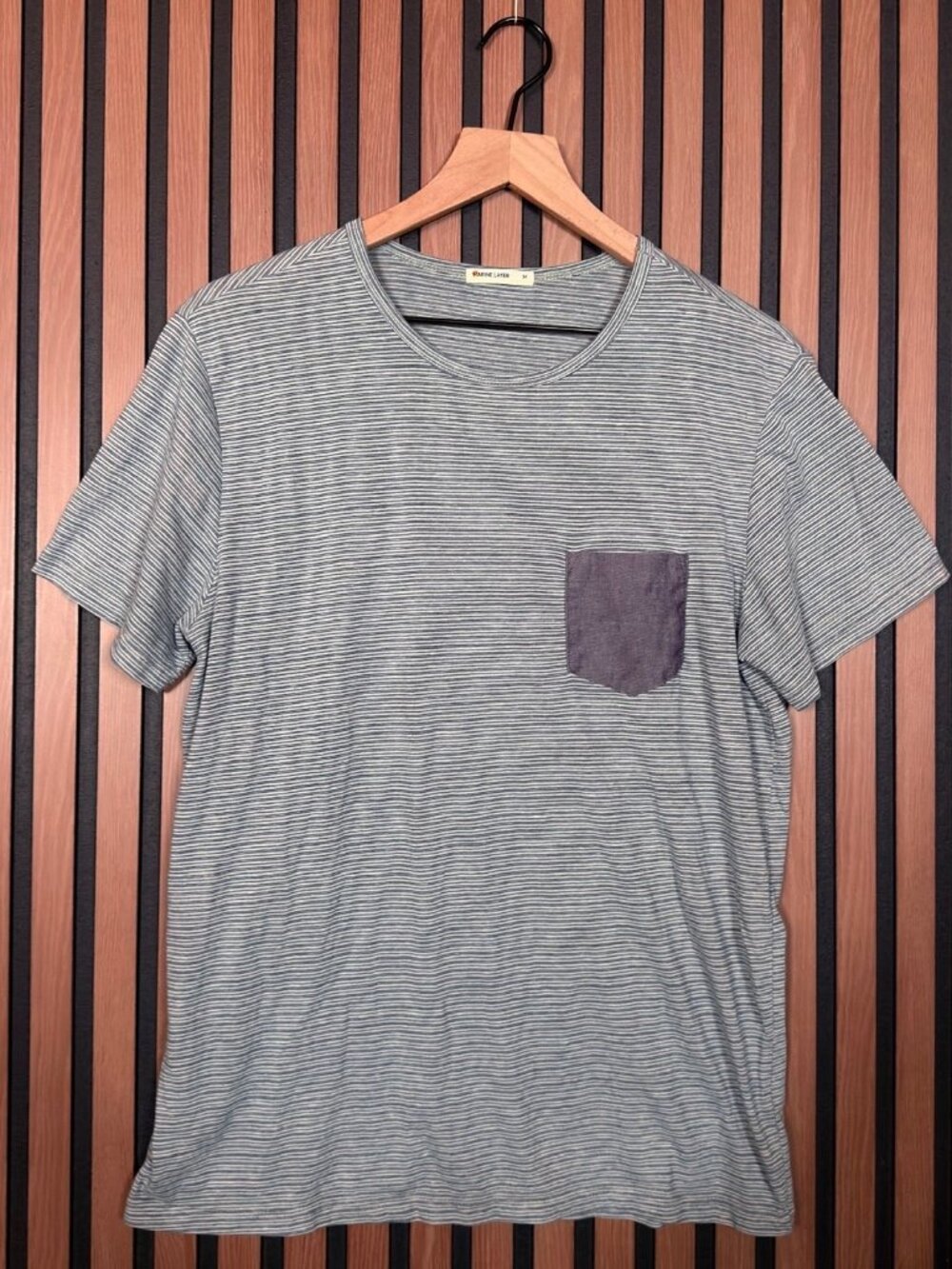 Marine Layer T Shirt Medium Womens Blue Short Sleeve Pocket Tee Cotton